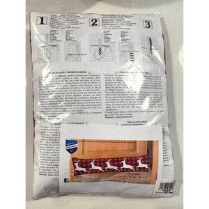 Vervaco Cross Stitch Cushion Kit Running Reindeer Christmas Pillow 32 x 8 in New